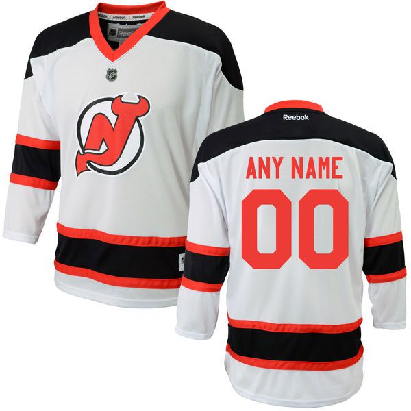 Reebok New NHL Jersey Devils Youth Replica Away Custom NHL Jersey - White->customized nhl jersey->Custom Jersey